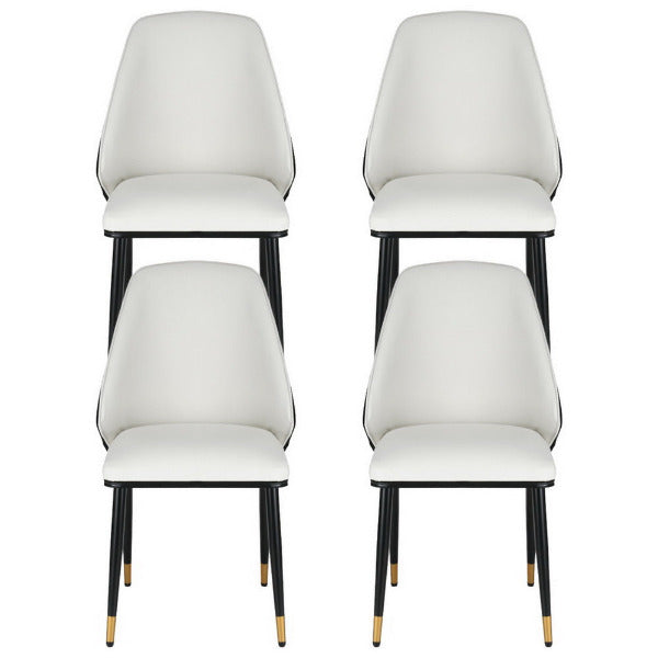 Detailed view of the premium ivory and black vegan leather upholstery showing the tuxedo design effect of the Monroe chair.