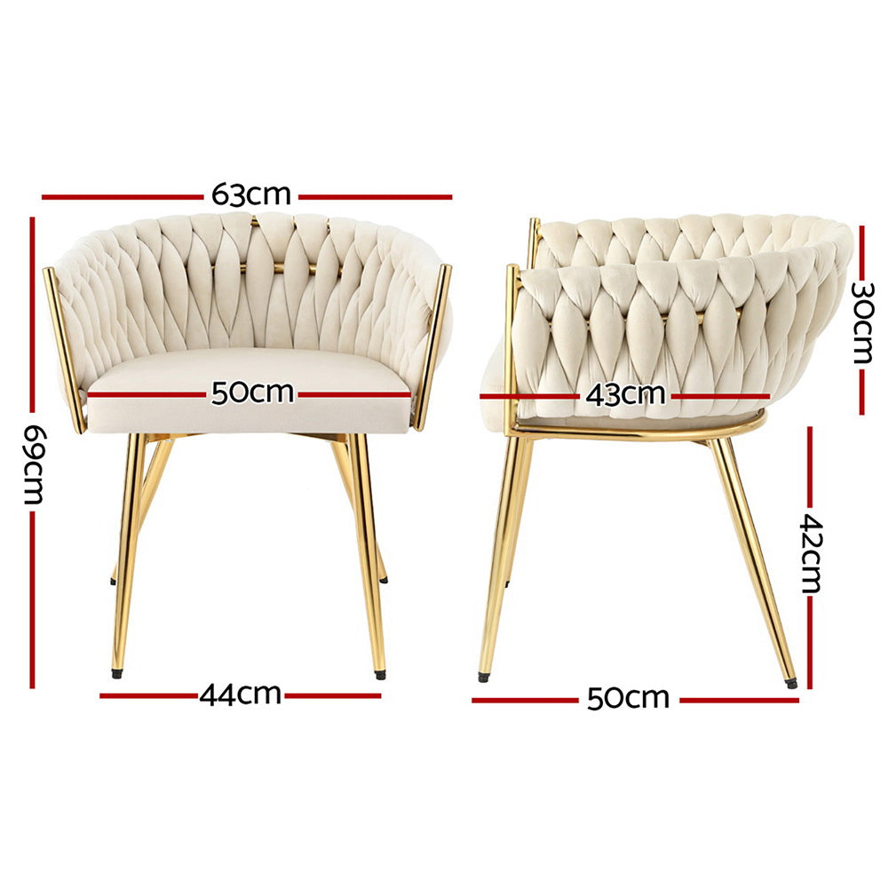 Close-up of the premium artisanal hand-woven beige velvet texture on the Antoinette armchair. Size and mesure.